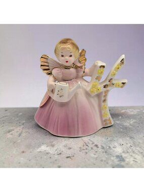 Josef Originals Vintage 4-Year-Old Birthday Angel Figurine Pink Gold Accents